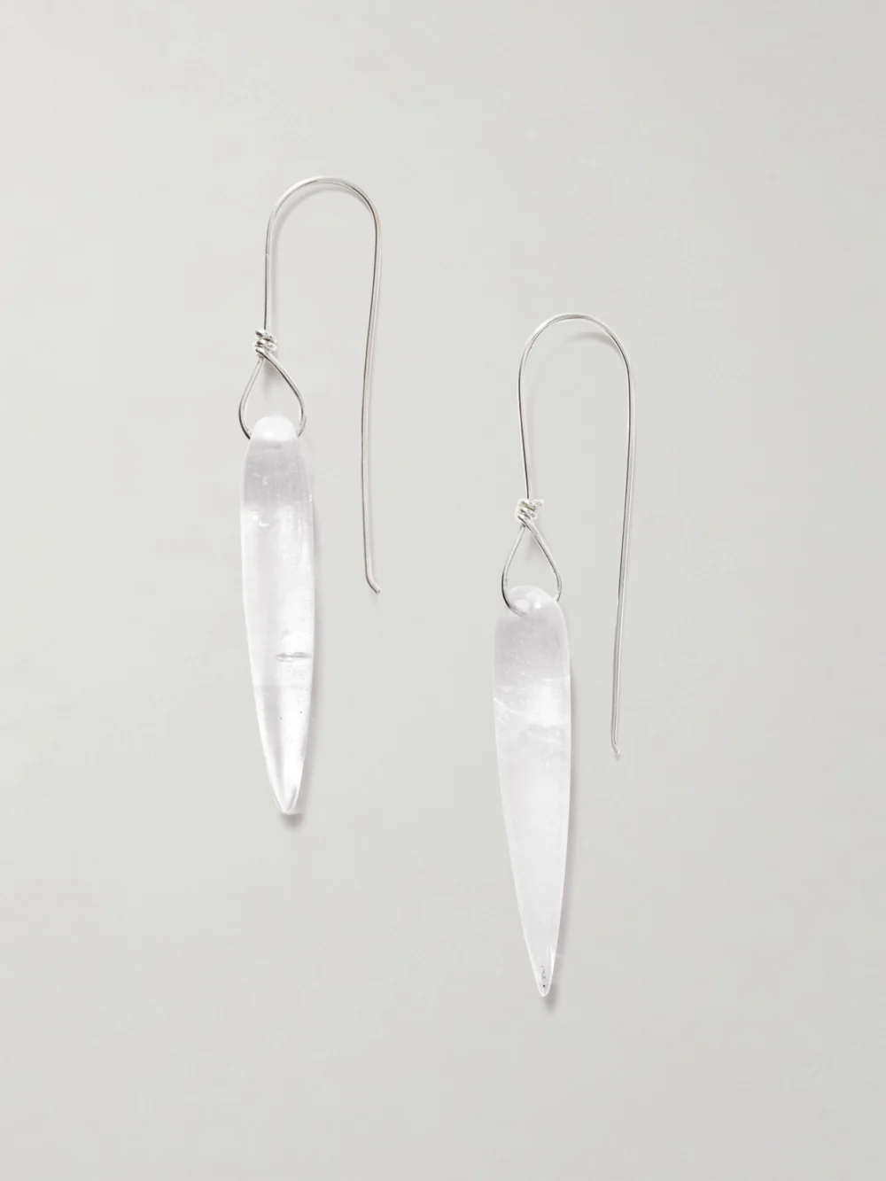 Sophie Buhai Spear Silver Quartz Earrings in clear