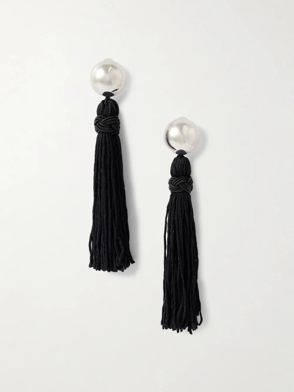 Sophie Buhai Venetian Tasseled Silver Earrings in black