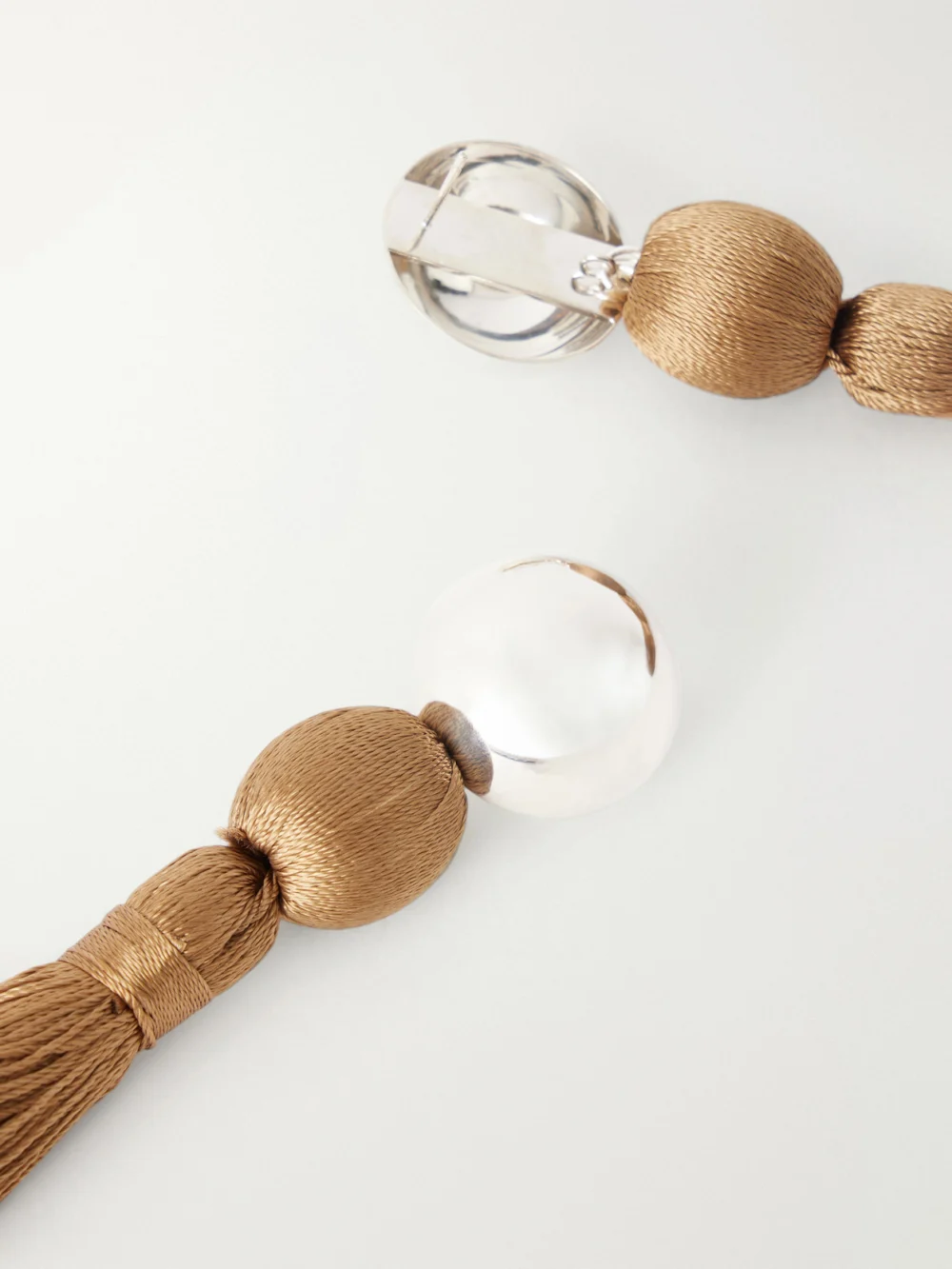 Close-up detail of the Sophie Buhai Venetian Tasseled Sterling Silver Earrings