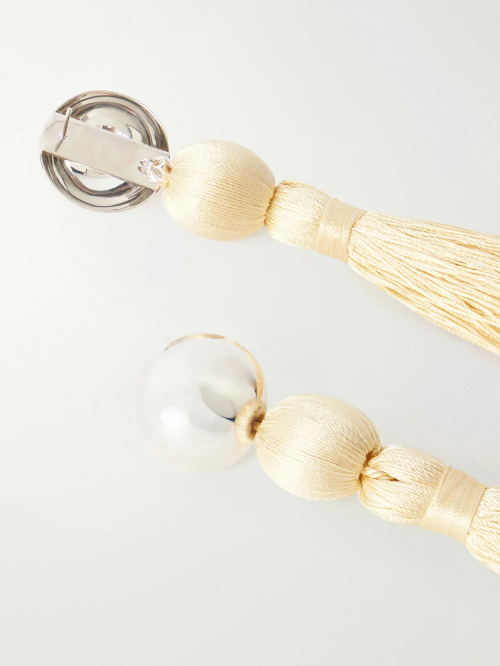 Close-up detail of the Sophie Buhai Venetian Tasseled Sterling Silver Earrings