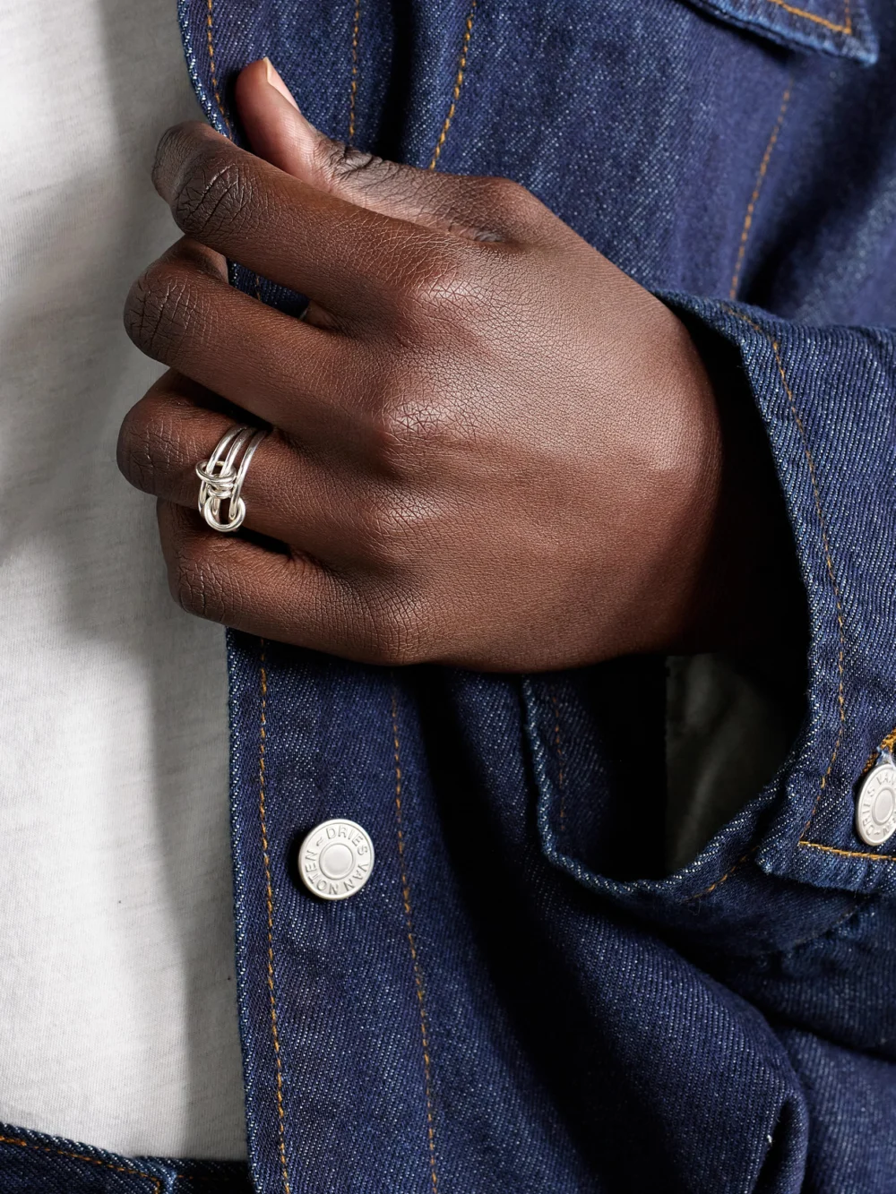 Spinelli Kilcollin Acacia Set of Three Sterling Silver Rings, styled view