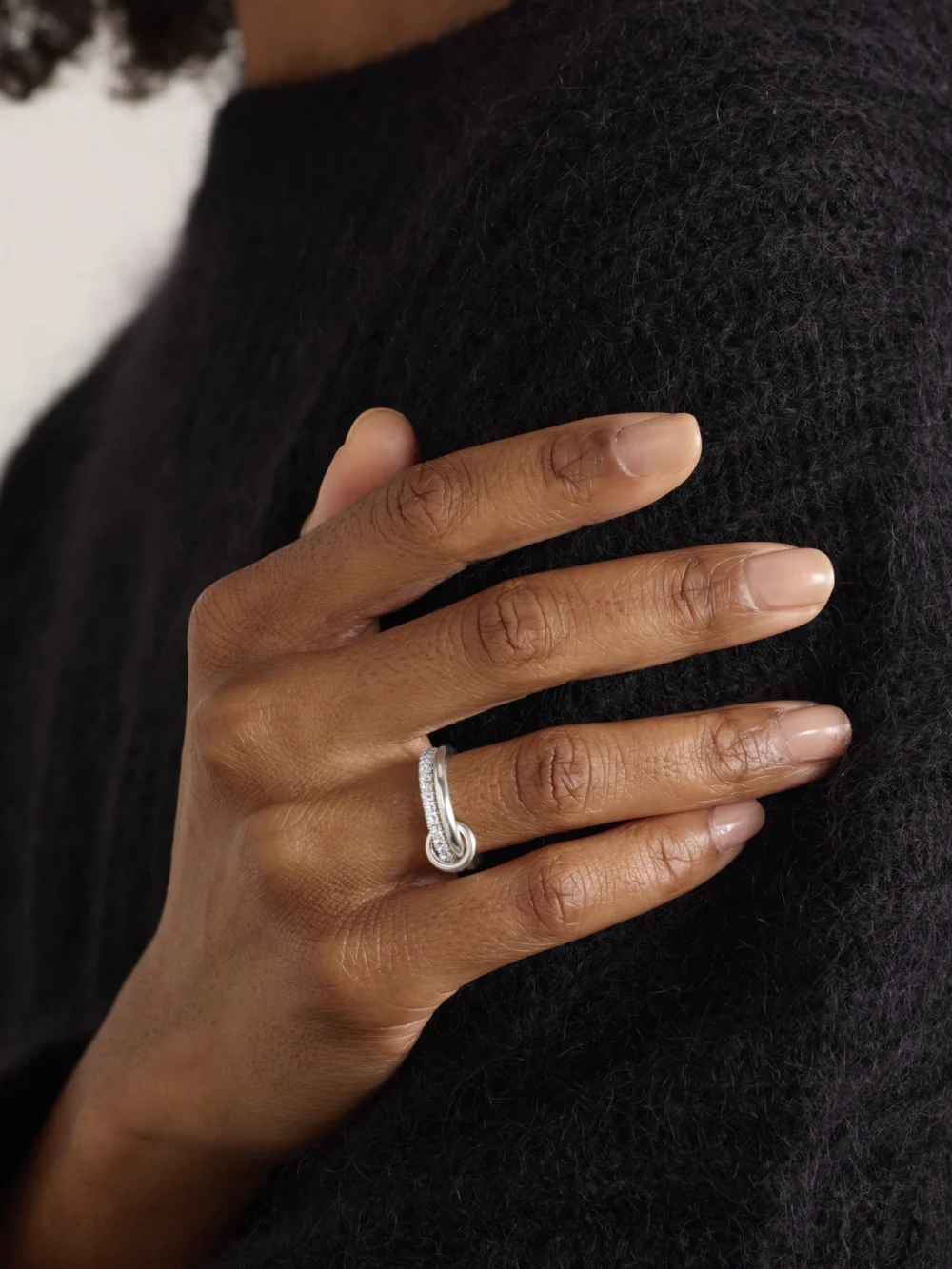 Spinelli Kilcollin Cara Sterling Silver Diamond Ring, styled view