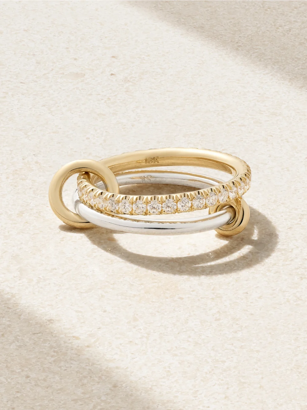 Spinelli Kilcollin Emi Set of Two 18-karat Gold and Sterling Silver Diamond Rings in 3