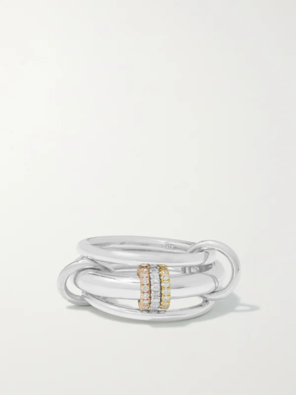 Spinelli Kilcollin Gemini Set of Three 18-karat White, Yellow and Rose Gold Diamond Rings