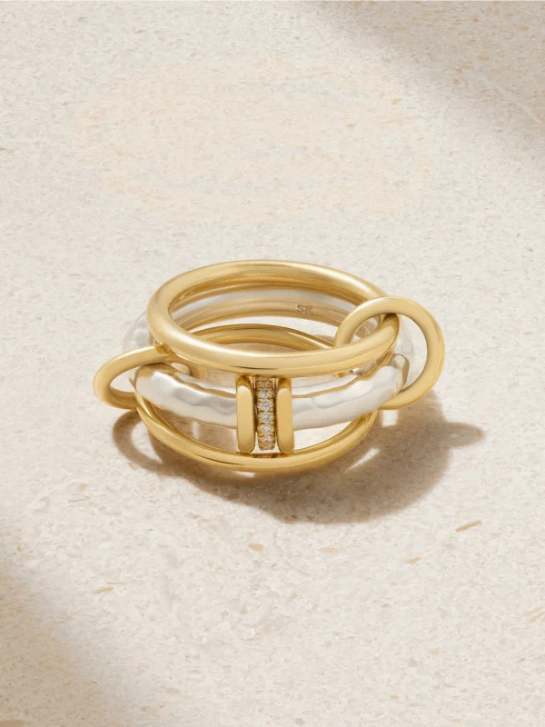 Spinelli Kilcollin Gemini Set of Three 18-karat Yellow and White Gold Diamond Rings