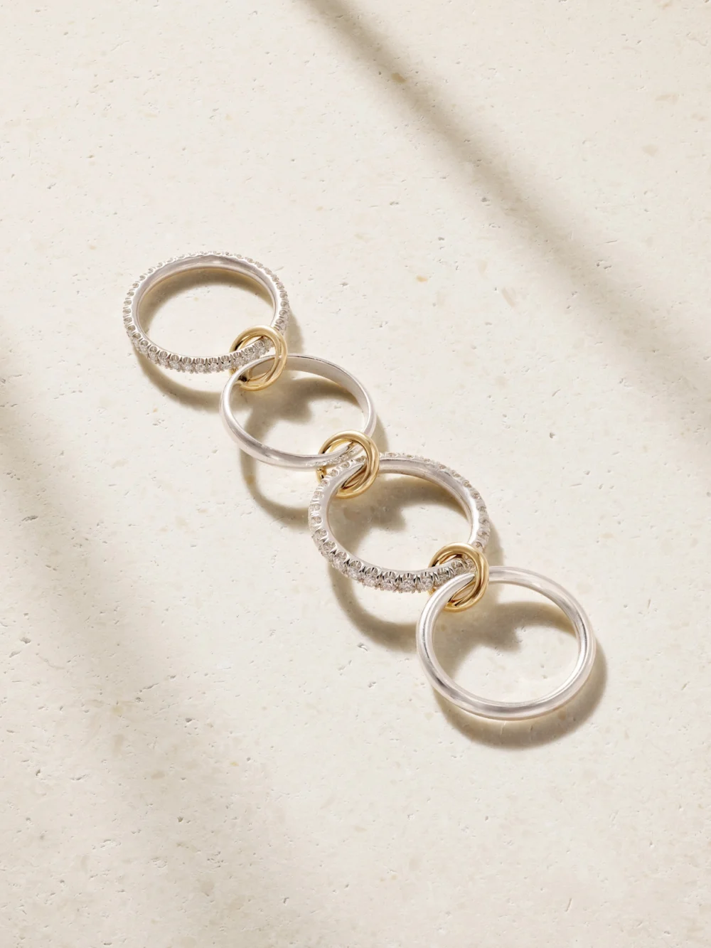 Back view of the Spinelli Kilcollin Halley Sterling Silver, 18-karat Gold and Diamond Ring