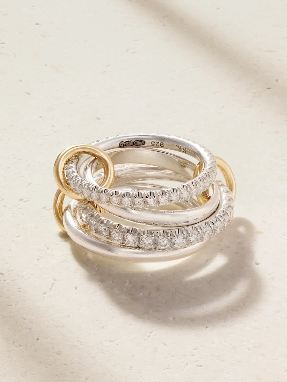 Spinelli Kilcollin Halley Sterling Silver, 18-karat Gold and Diamond Ring in 7