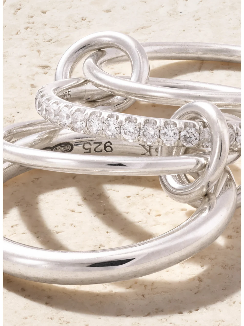 Close-up detail of the Spinelli Kilcollin Nimbus Sterling Silver Diamond Ring