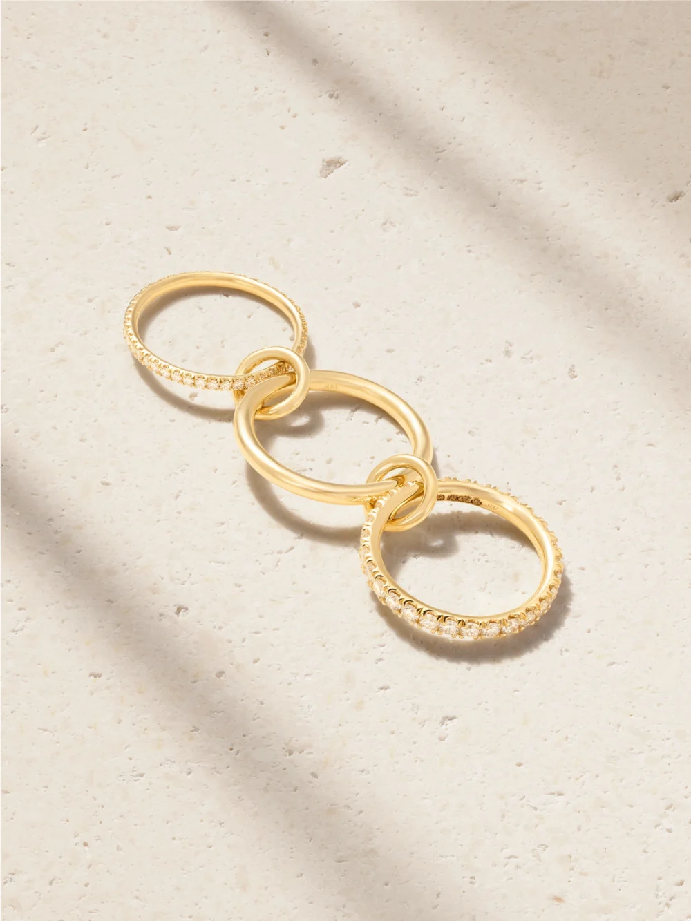 Back view of the Spinelli Kilcollin Norah Set-of-three 18-karat Gold Diamond Rings