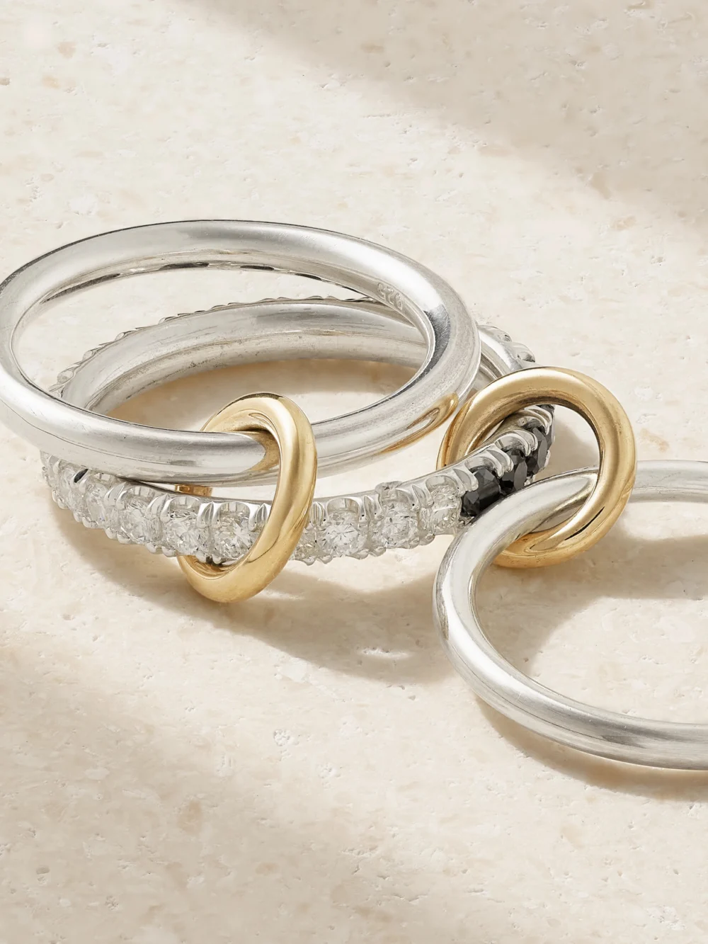 Close-up detail of the Spinelli Kilcollin Petunia Eclipse Sterling Silver and 18-karat Gold Diamond Ring