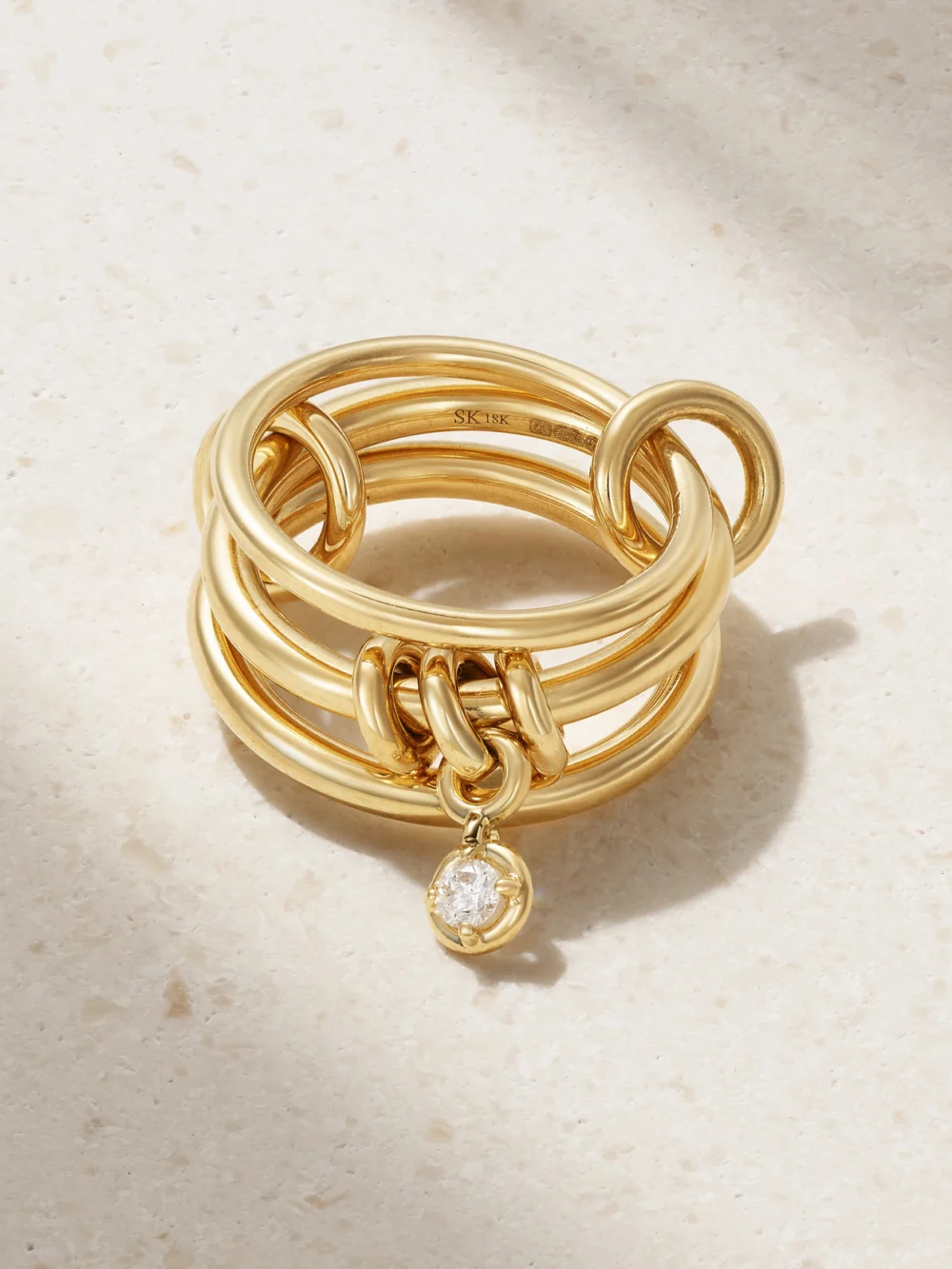 Spinelli Kilcollin Piera Set of Three 18-karat Gold Diamond Rings in 6