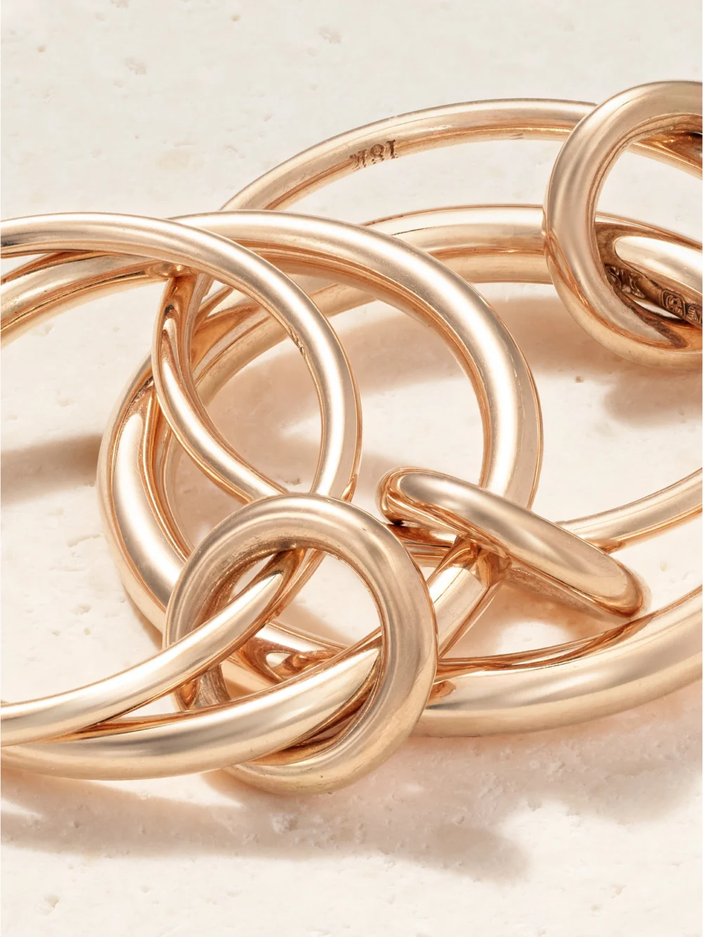 Close-up detail of the Spinelli Kilcollin Pisces Set of Four 18-karat Rose Gold Rings