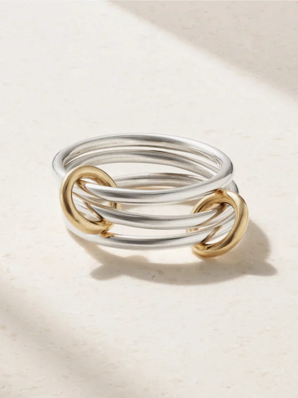 Spinelli Kilcollin Solarium Set of Three Sterling Silver and 18-karat Gold Rings