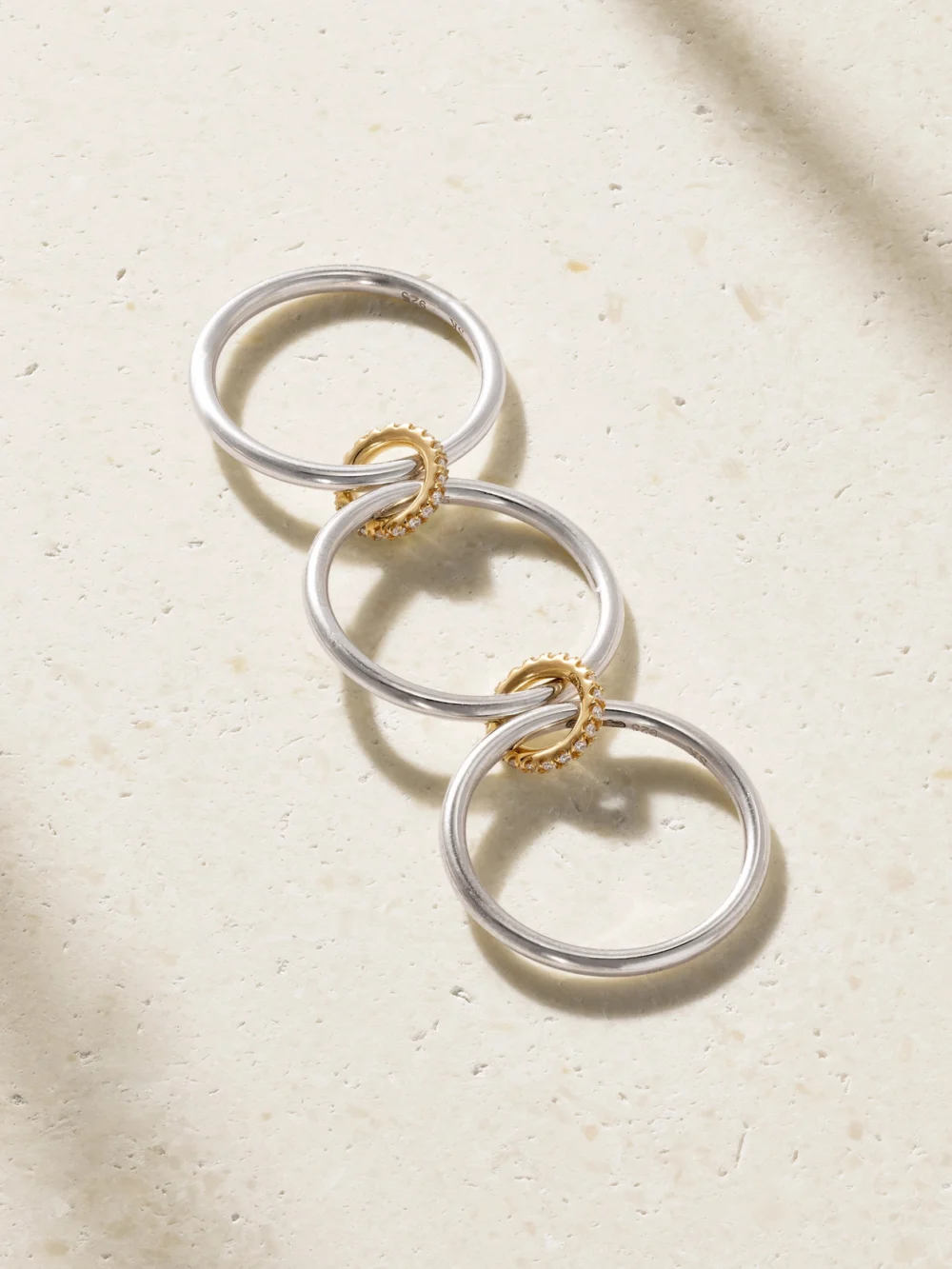 Back view of the Spinelli Kilcollin Solarium Sterling Silver, 18-karat Gold and Diamond Ring