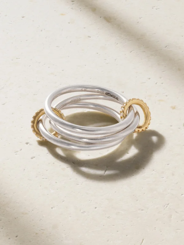 Spinelli Kilcollin Solarium Sterling Silver, 18-karat Gold and Diamond Ring