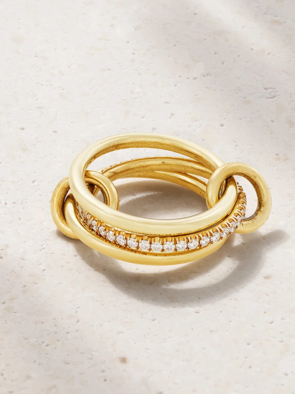 Spinelli Kilcollin Sonny Set of Three 18-karat Gold Diamond Rings in 6