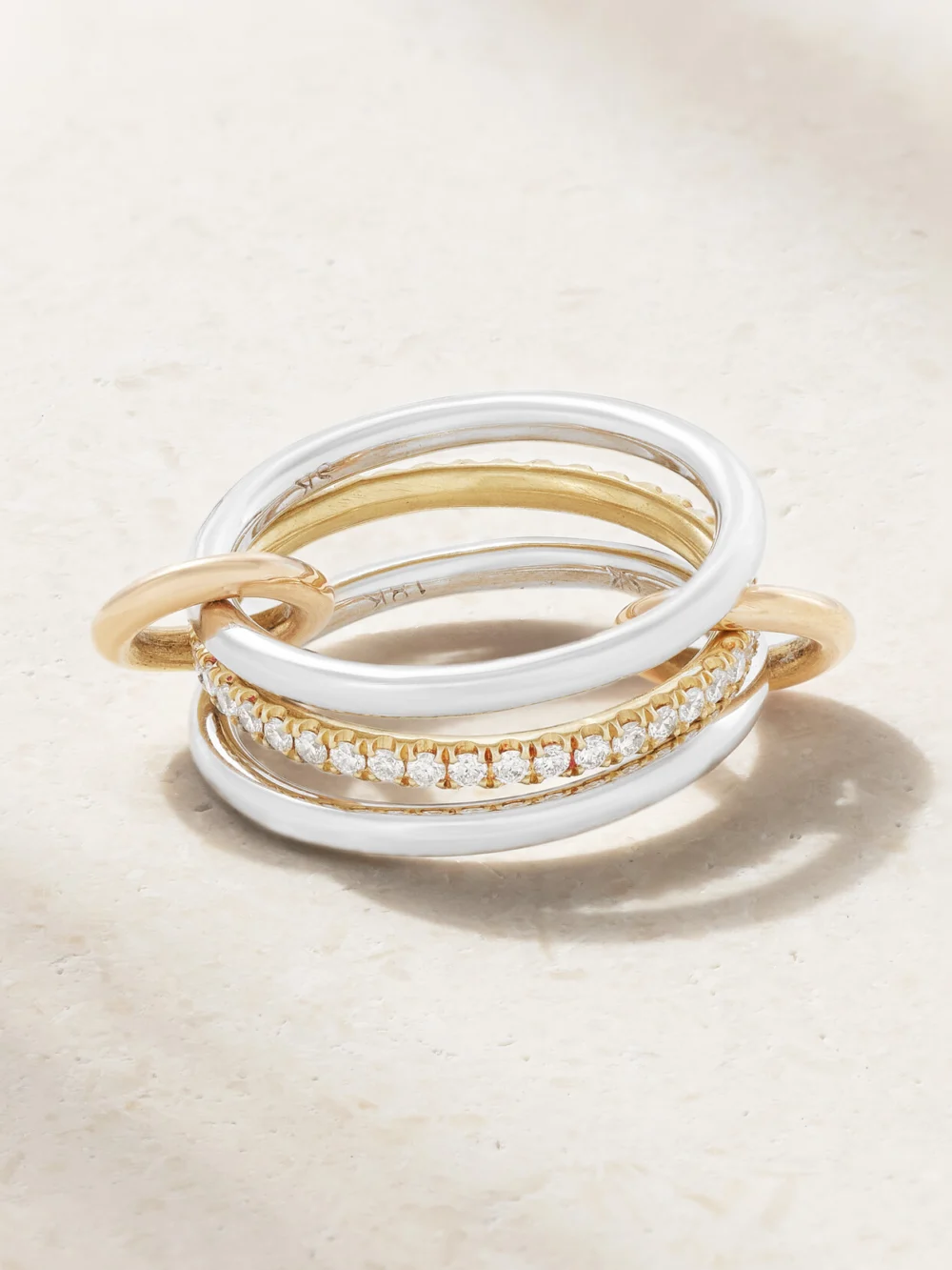 Spinelli Kilcollin Sonny Set of Three 18-karat White, Yellow and Rose Gold Diamond Rings in silver