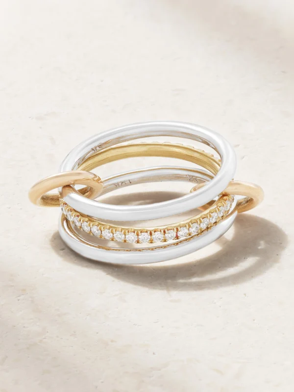 Spinelli Kilcollin Sonny Set of Three 18-karat White, Yellow and Rose Gold Diamond Rings