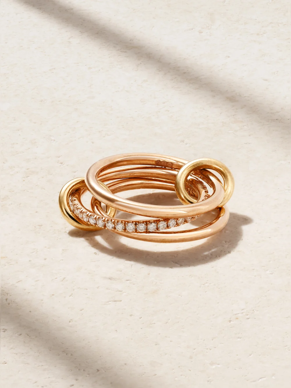 Spinelli Kilcollin Sonny Set of Three 18-karat Yellow and Rose Gold and Diamond Rings in 3