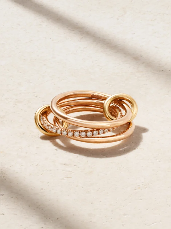 Spinelli Kilcollin Sonny Set of Three 18-karat Yellow and Rose Gold and Diamond Rings