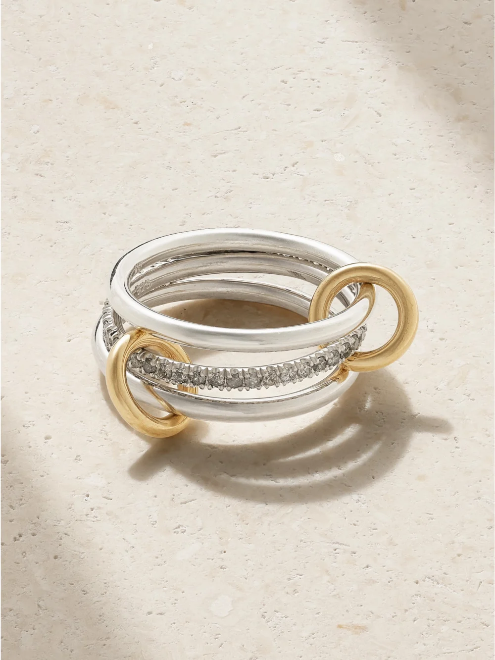 Spinelli Kilcollin Sonny Sterling Silver and 18-karat Gold Diamond Ring in 5