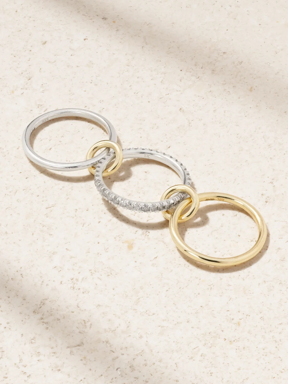 Back view of the Spinelli Kilcollin Tigris 18-karat Gold, Sterling Silver and Diamond Ring