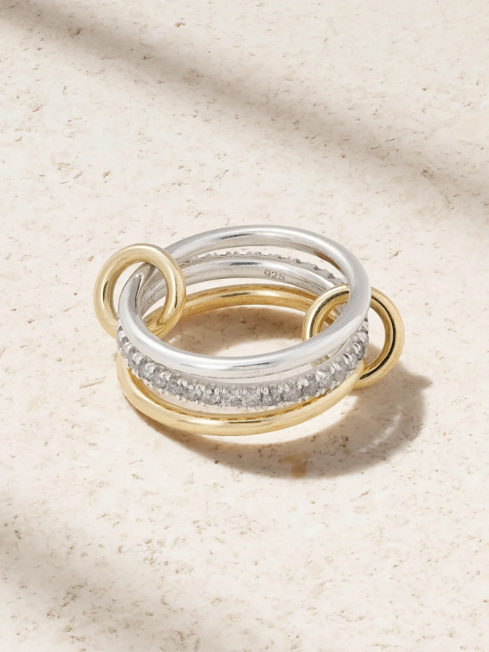 Spinelli Kilcollin Tigris 18-karat Gold, Sterling Silver and Diamond Ring in 5