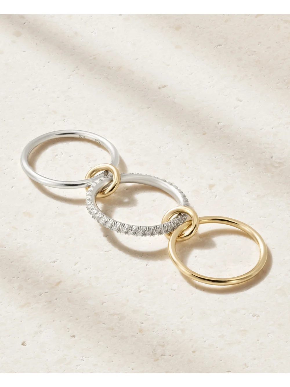 Back view of the Spinelli Kilcollin Tigris Sterling Silver, 18-karat Gold and Diamond Ring