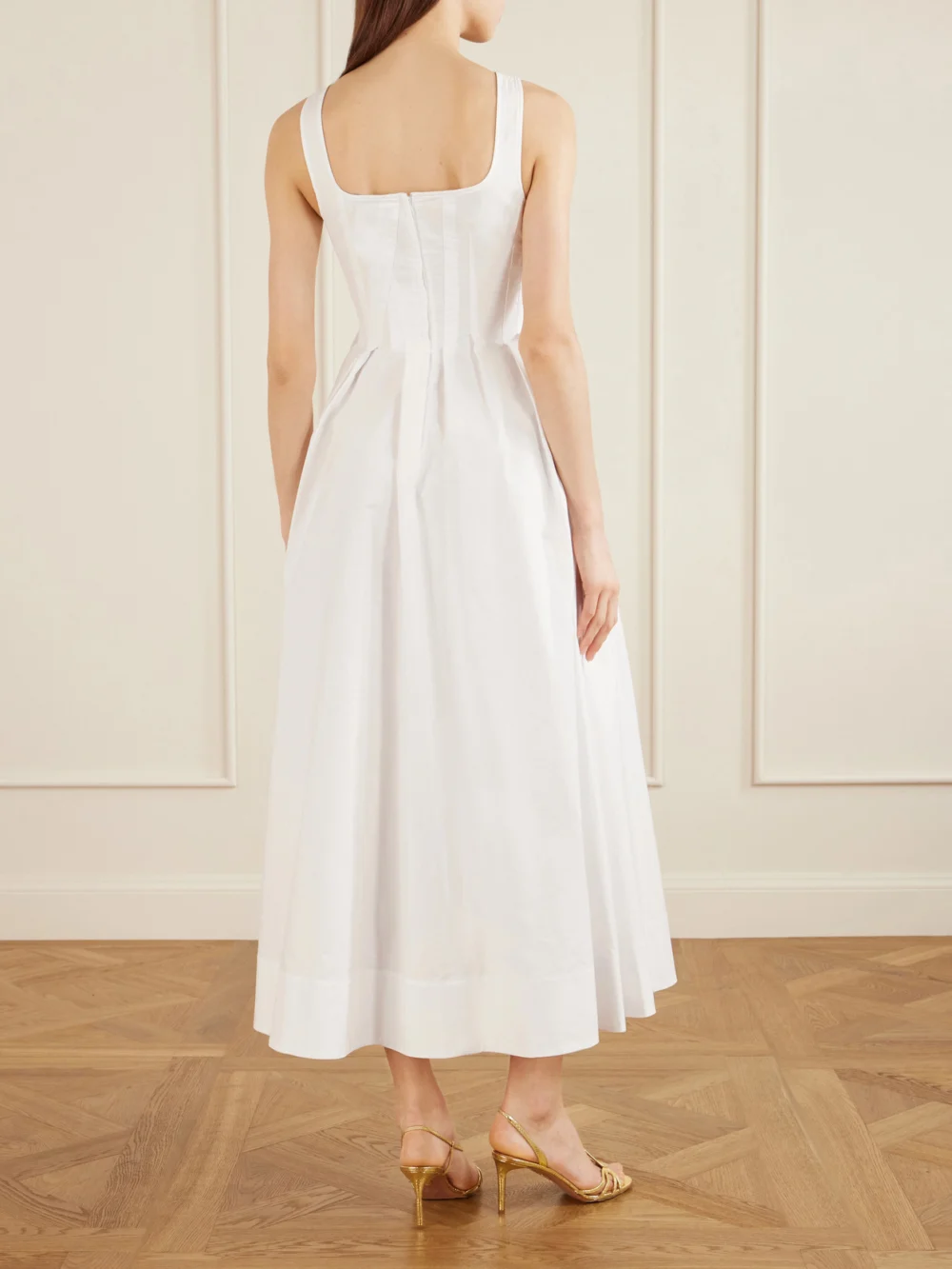 Back view of the Sportmax Pleated Cotton-poplin Maxi Dress