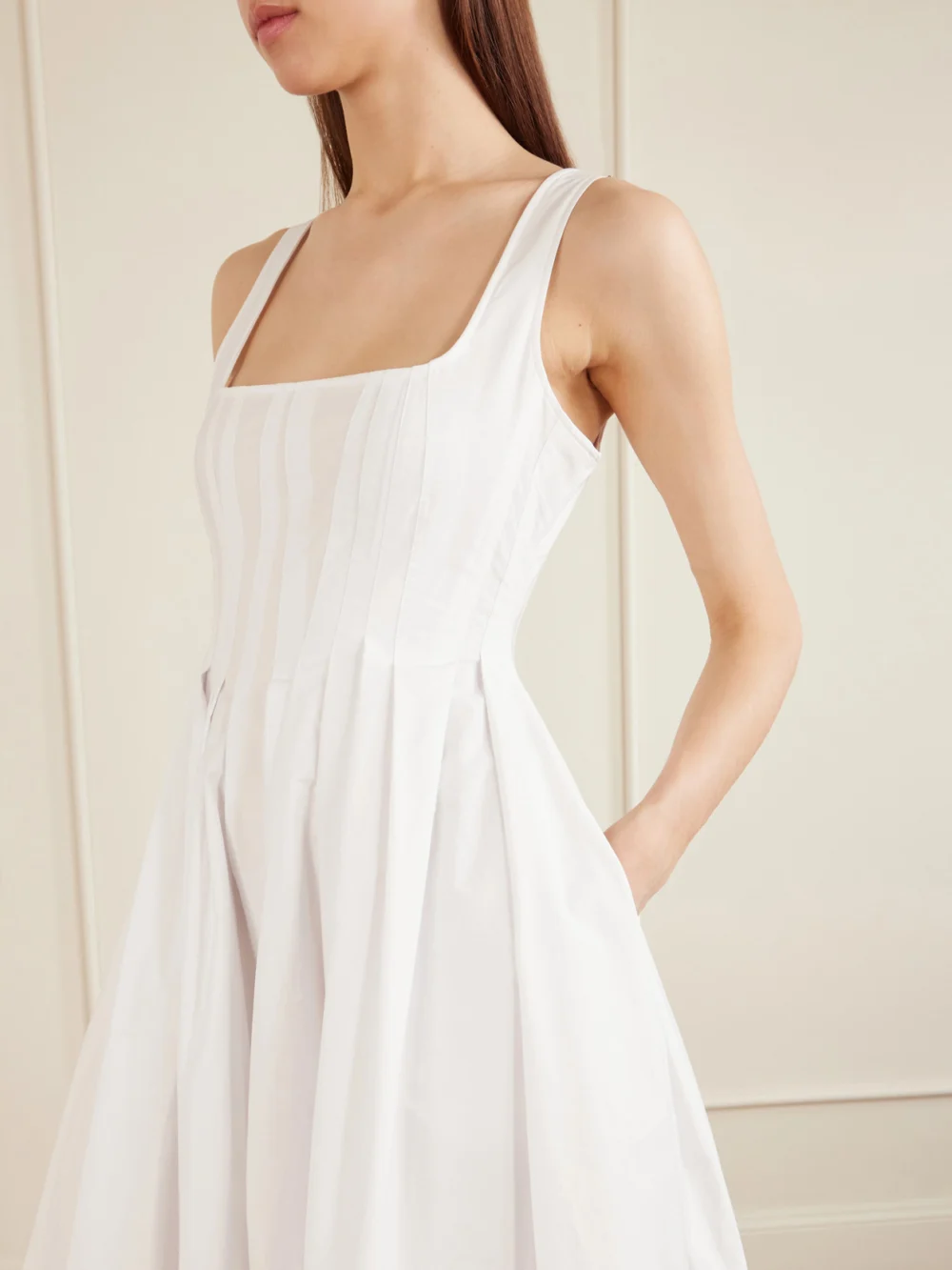 Close-up detail of the Sportmax Pleated Cotton-poplin Maxi Dress