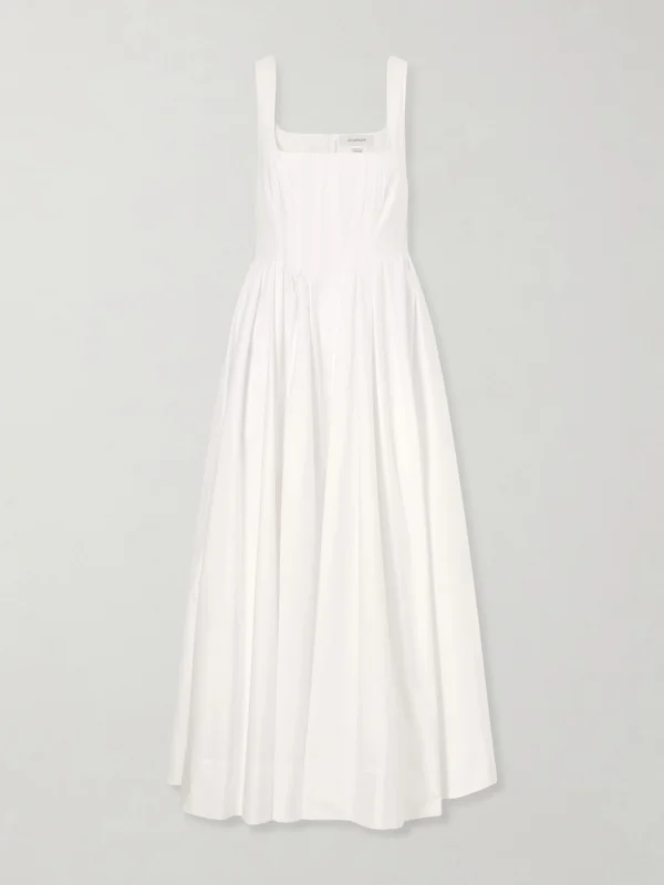 Sportmax Pleated Cotton-poplin Maxi Dress