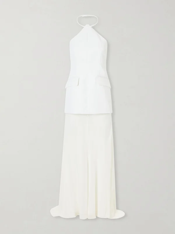 Sportmax Silk-blend Chiffon and Crepe Halterneck Maxi Dress