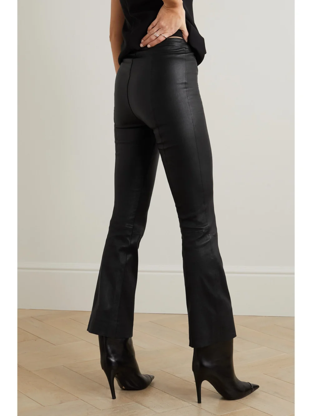 Back view of the Sprwmn Paneled Leather Flared Pants
