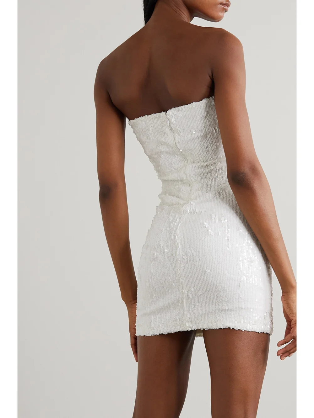 Back view of the Sprwmn Strapless Sequined Stretch-tulle Mini Dress