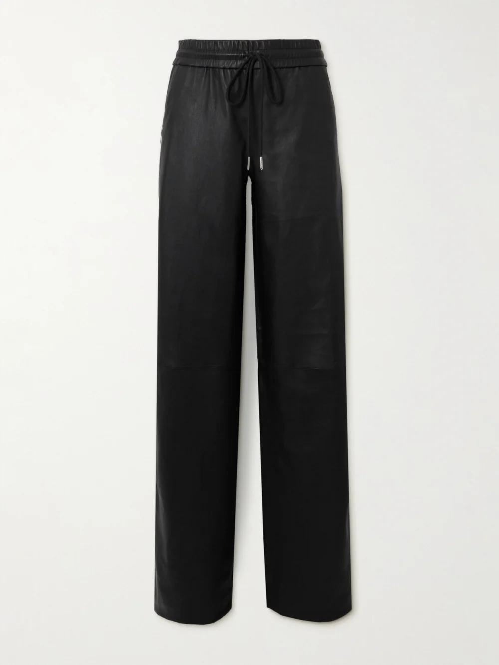 Sprwmn Striped Leather Straight-leg Sweatpants in black