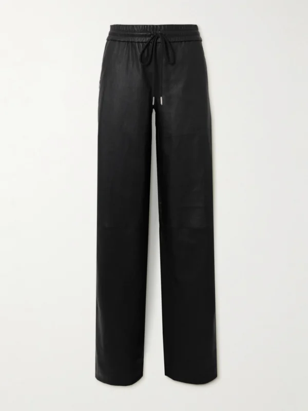 Sprwmn Striped Leather Straight-leg Sweatpants