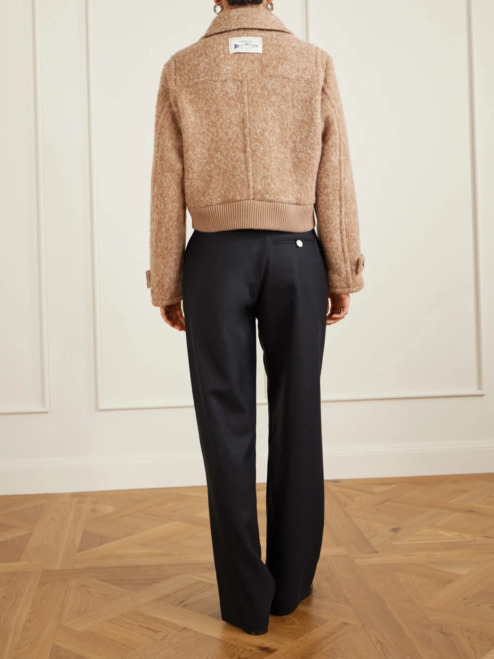 Back view of the S.S. Daley Cropped Alpaca-blend Bomber Jacket