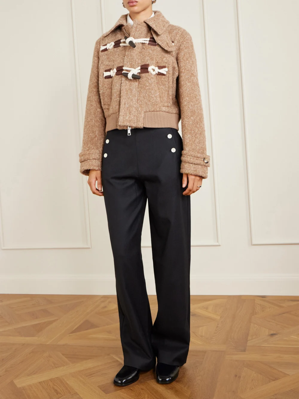 S.S. Daley Cropped Alpaca-blend Bomber Jacket, worn by a model