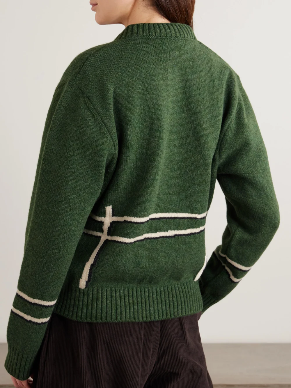 Back view of the S.S. Daley Cyril Intarsia Wool Cardigan