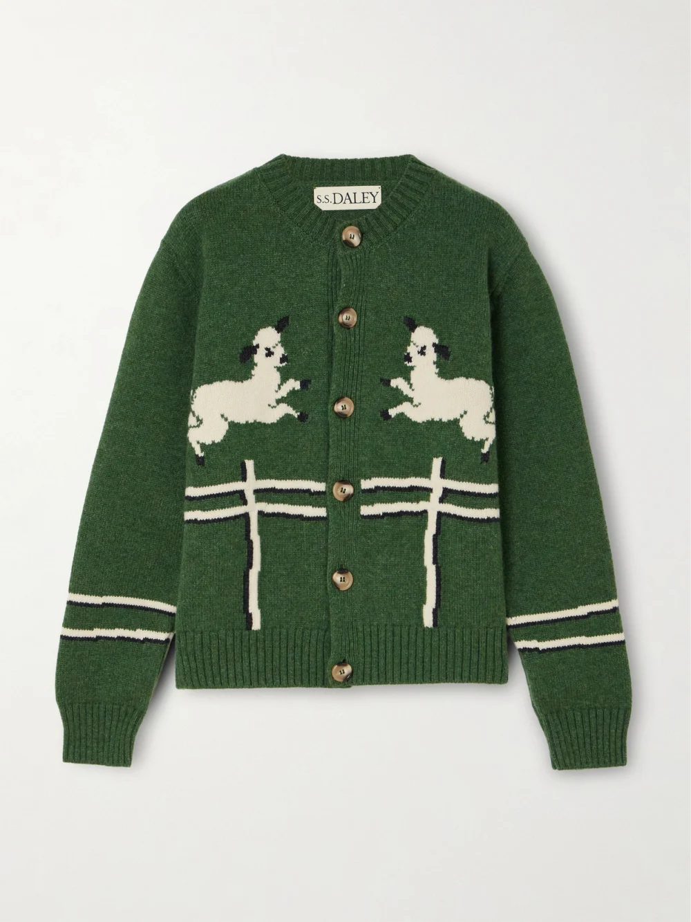 S.S. Daley Cyril Intarsia Wool Cardigan in green