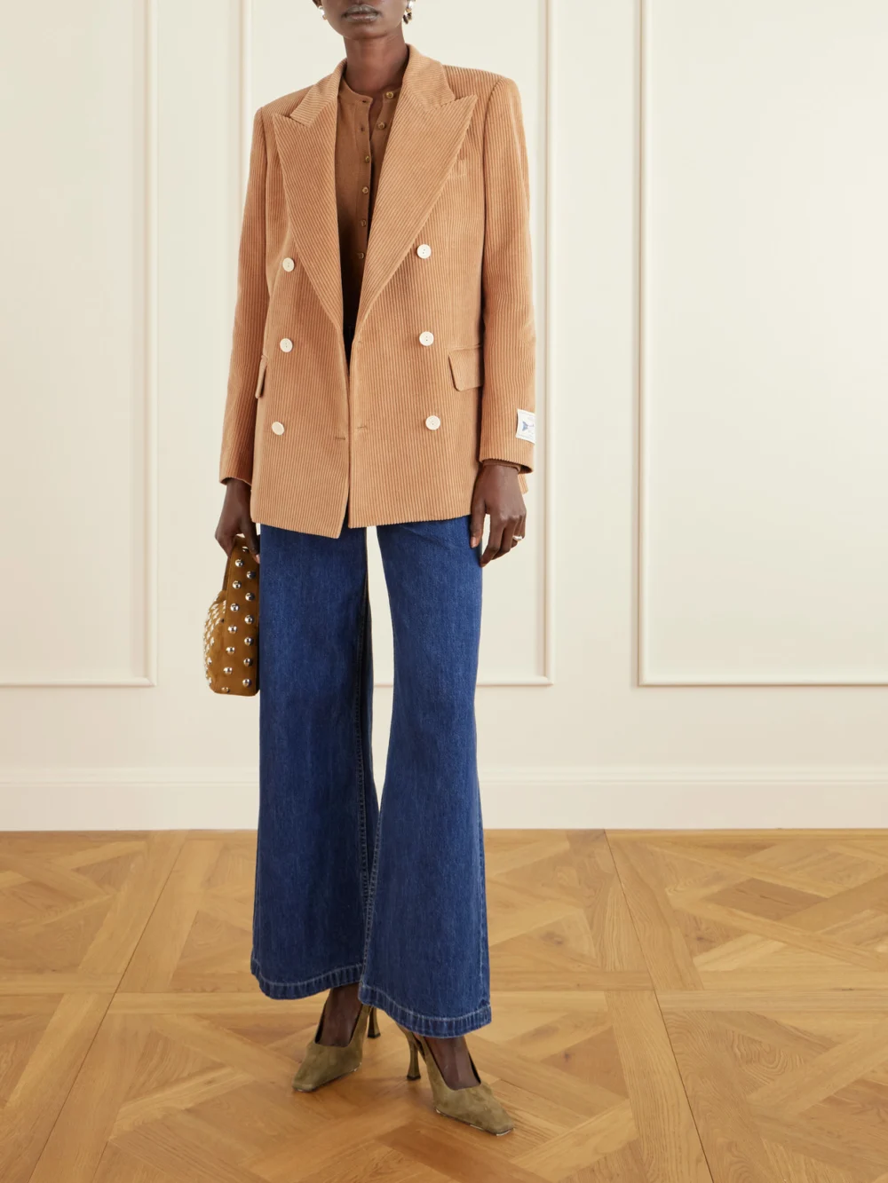 S.S. Daley Double-breasted Cotton-corduroy Blazer, worn by a model