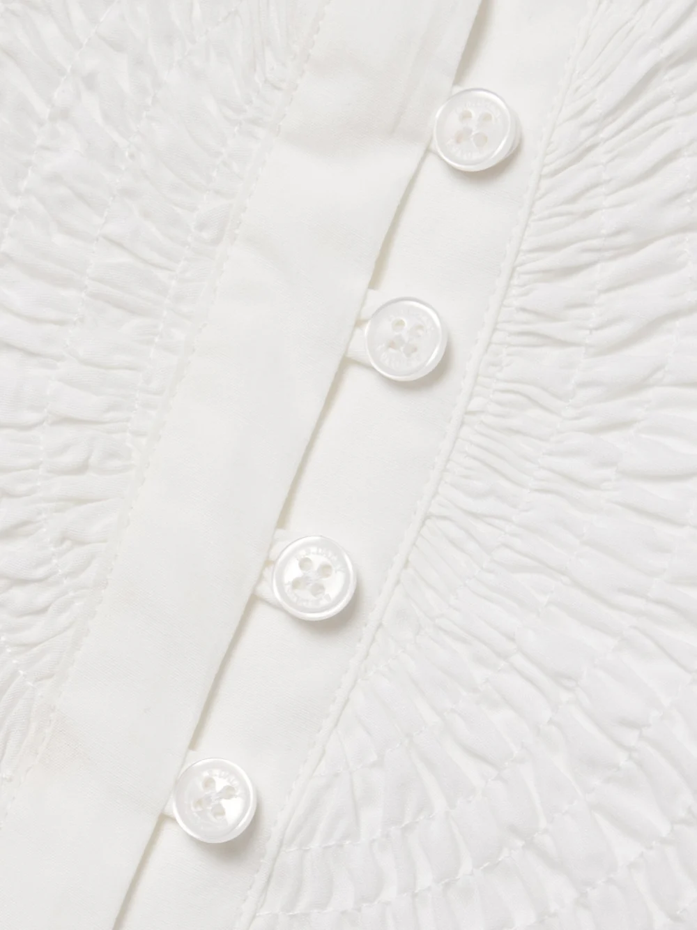 Close-up detail of the S.S. Daley Eeva Ruched Cotton-poplin Shirt