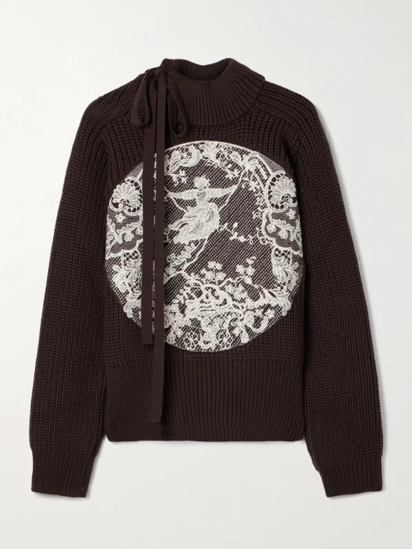 S.S. Daley Embroidered Ribbed Merino Wool Turtleneck Sweater