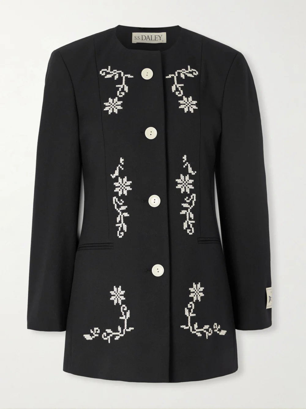 S.S. Daley Embroidered Wool Jacket in black