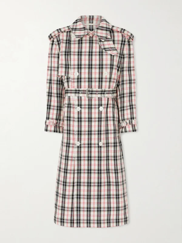S.S. Daley Eve Belted Double-breasted Checked Cotton-blend Tweed Trench Coat