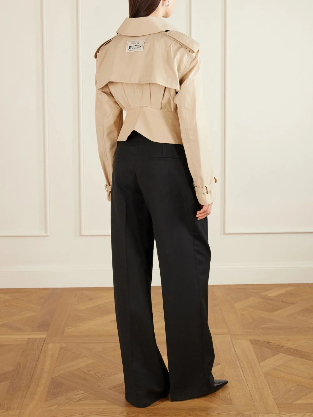 Back view of the S.S. Daley Evelyn Leather-trimmed Cotton-blend Gabardine Jacket