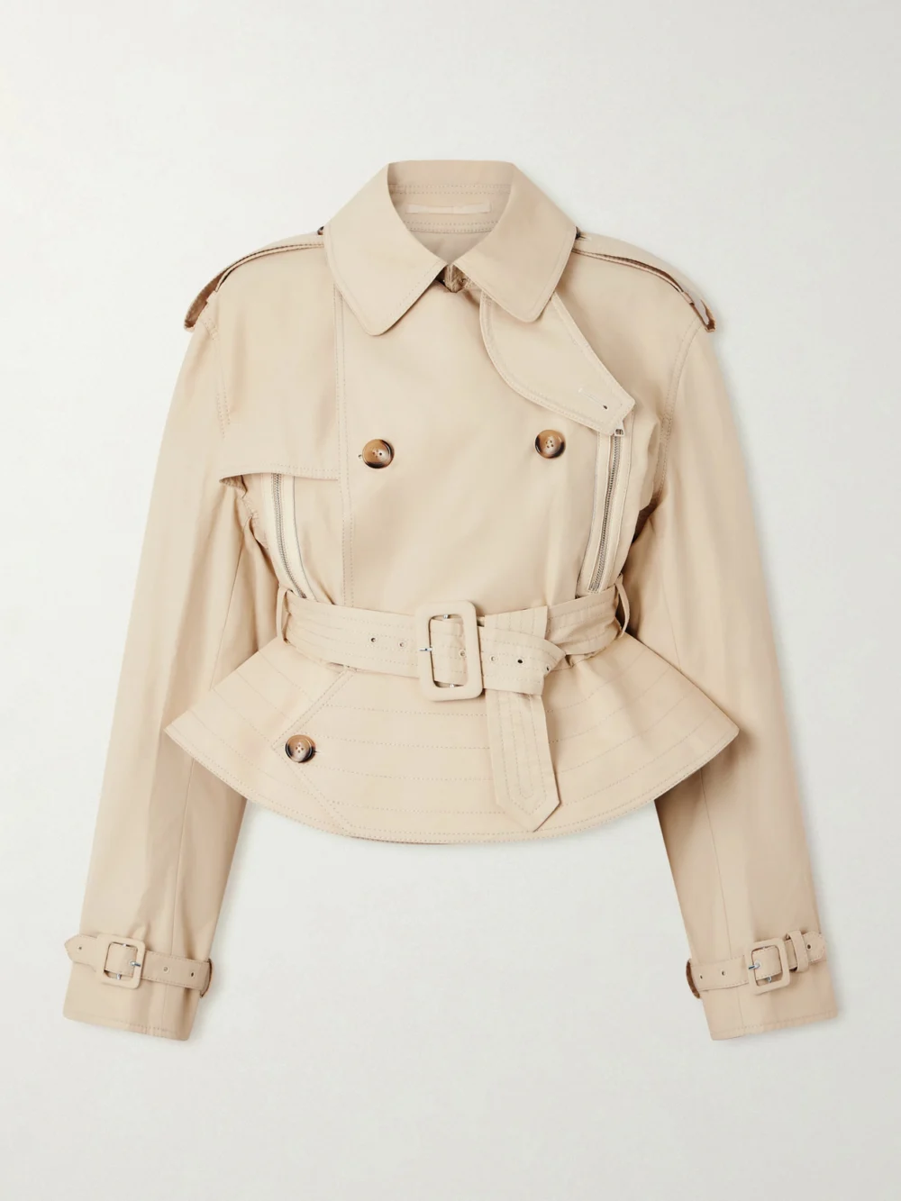 S.S. Daley Evelyn Leather-trimmed Cotton-blend Gabardine Jacket in cream