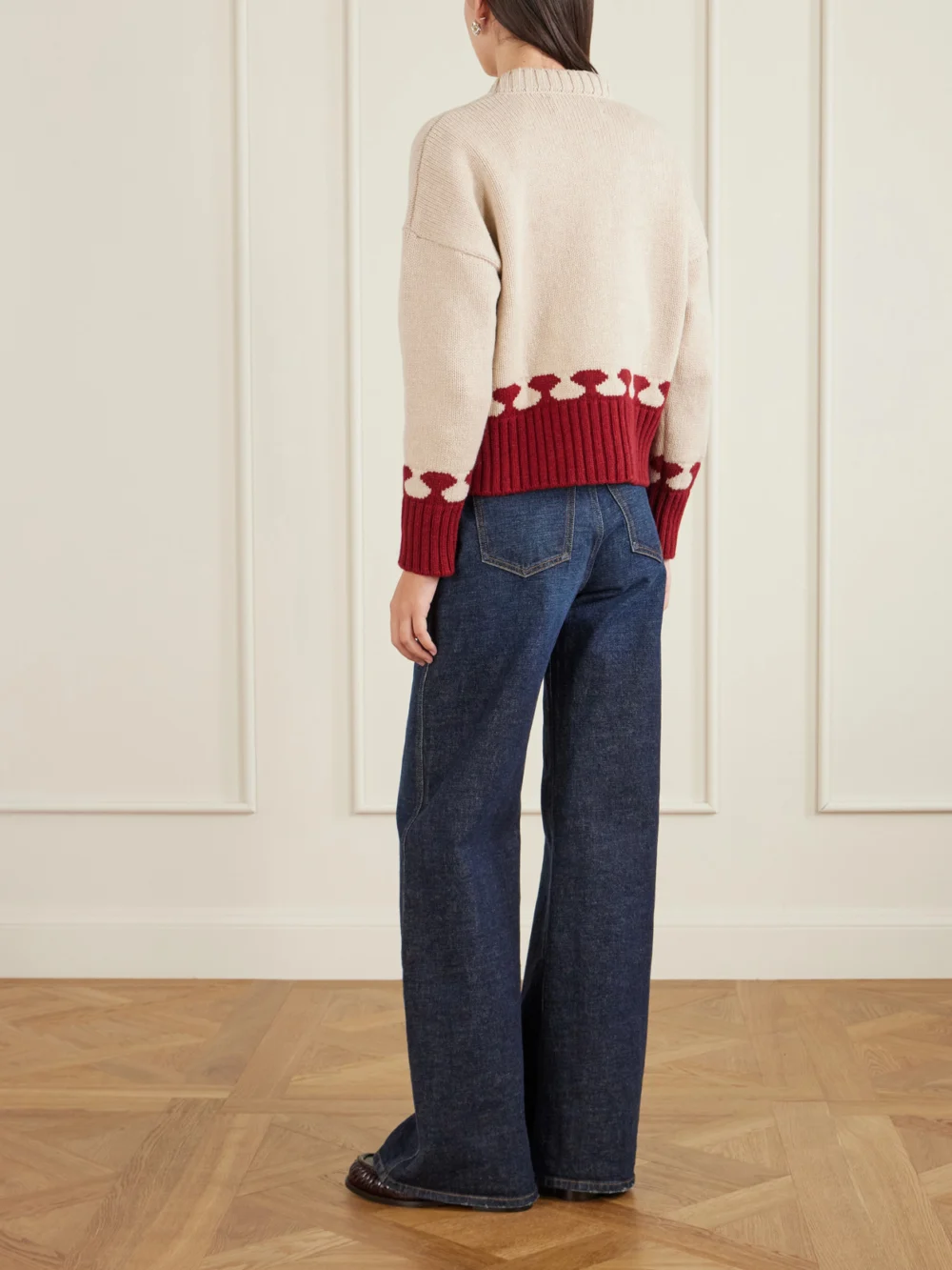 Back view of the S.S. Daley Intarsia-knit Wool Sweater