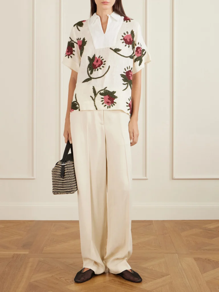 S.S. Daley Iona Bead-embellished Linen Shirt