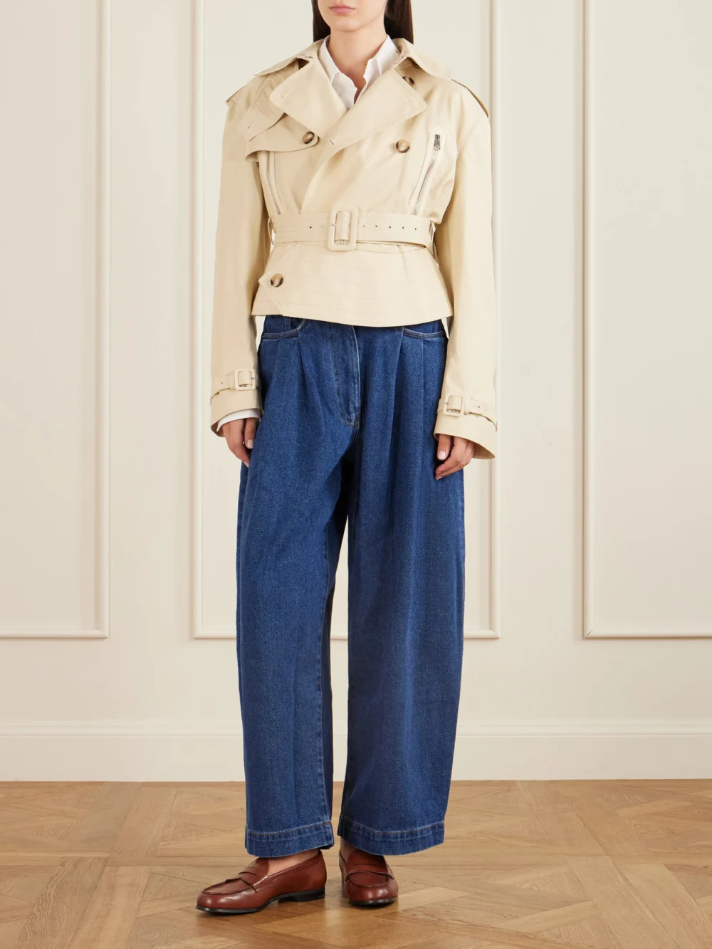 S.S. Daley Ivy High-rise Wide-leg Jeans, worn by a model